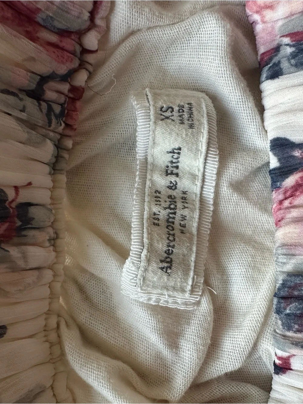 Abercrombie & Fitch White Maxi Skirt with Pink Rose Print